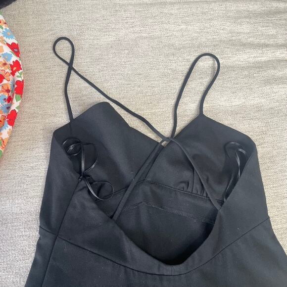 ZARA Asymmetrical Black Strappy Mini Dress Extra Small XS Backless LBD - Picture 5 of 6